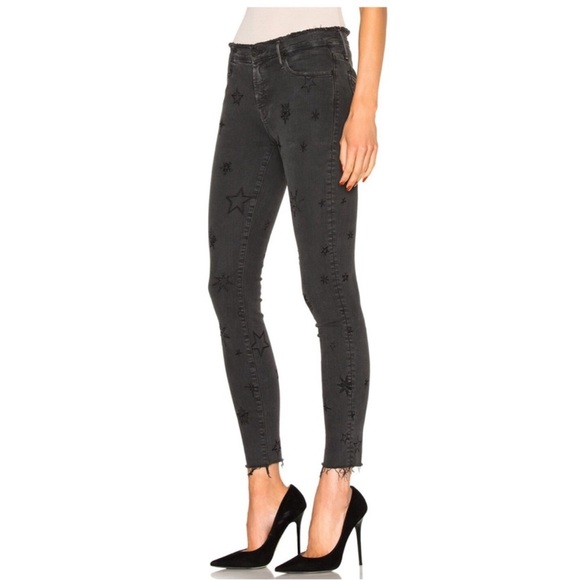 Mother The Double Fray Charmer Written in the Stars Embroidered Skinny Jeans 27 - Picture 2 of 15